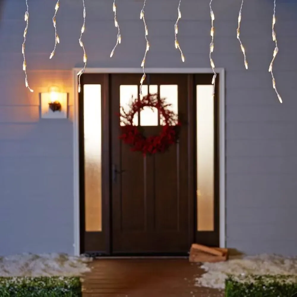 GE Warm White LED Energy Smart 150Ct Christmas Wedding Icicle Lights Faceted New